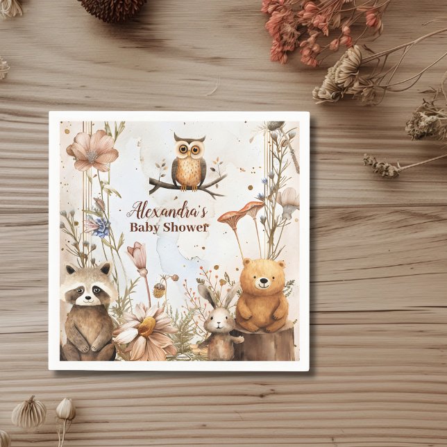 Serviette En Papier Baby shower des animaux forestiers (Créateur téléchargé)