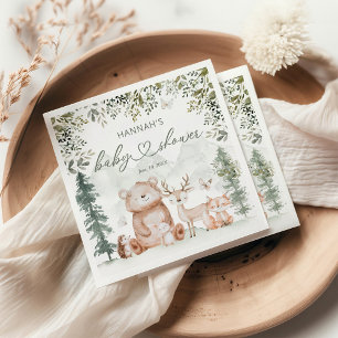 Serviette En Papier Baby shower des animaux forestiers