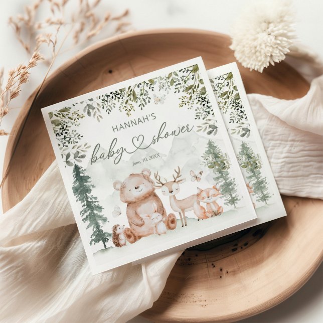 Serviette En Papier Baby shower des animaux forestiers (Créateur téléchargé)