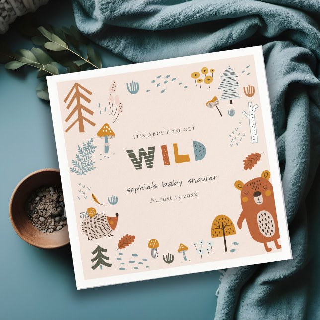 Serviette En Papier Baby shower des animaux sauvages de forêt rousse (Créateur téléchargé)