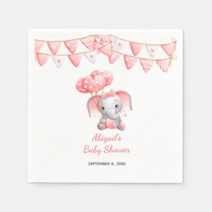 Serviette En Papier Baby shower des ballons d'éléphants roses