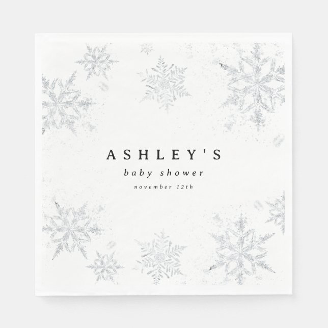 Serviette En Papier Baby shower des flocons de neige (Devant)