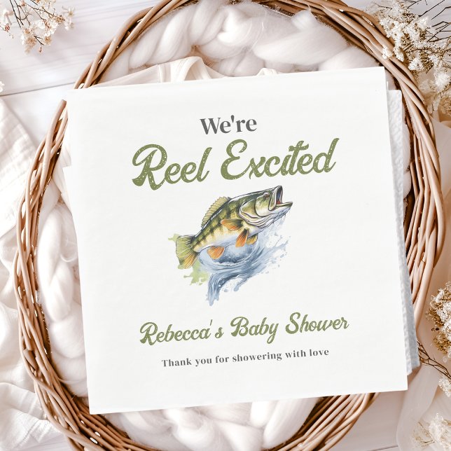 Serviette En Papier Baby shower des pêcheurs de gros poissons de Reel (Créateur téléchargé)