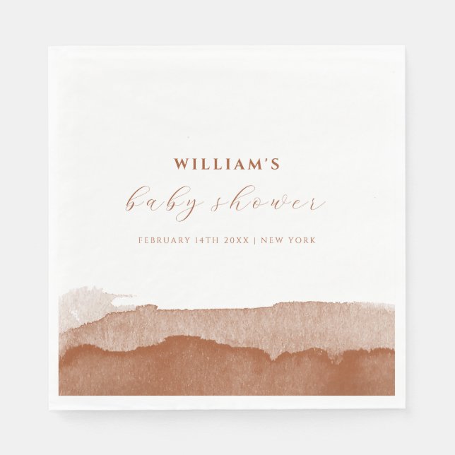 Serviette En Papier Baby shower désert minimal Boho Terracotta Ombre (Devant)