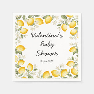 Serviette En Papier Baby shower d'été aux agrumes de citron doux Carré