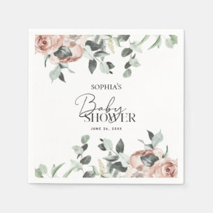Serviette En Papier Baby shower d'Eucalyptus rose pâle