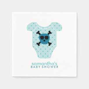 Serviette En Papier Baby shower d'habillage de bébé crâne bleu et os