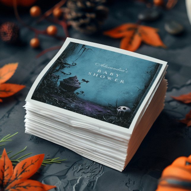 Serviette En Papier Baby shower d'Halloween bleu gothique (Créateur téléchargé)