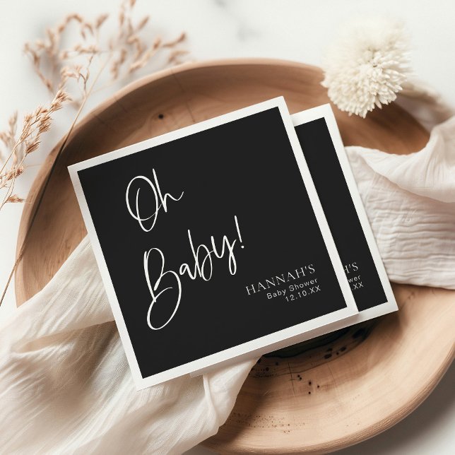 Serviette En Papier Baby shower d'Halloween gothique noir et moody (Créateur téléchargé)