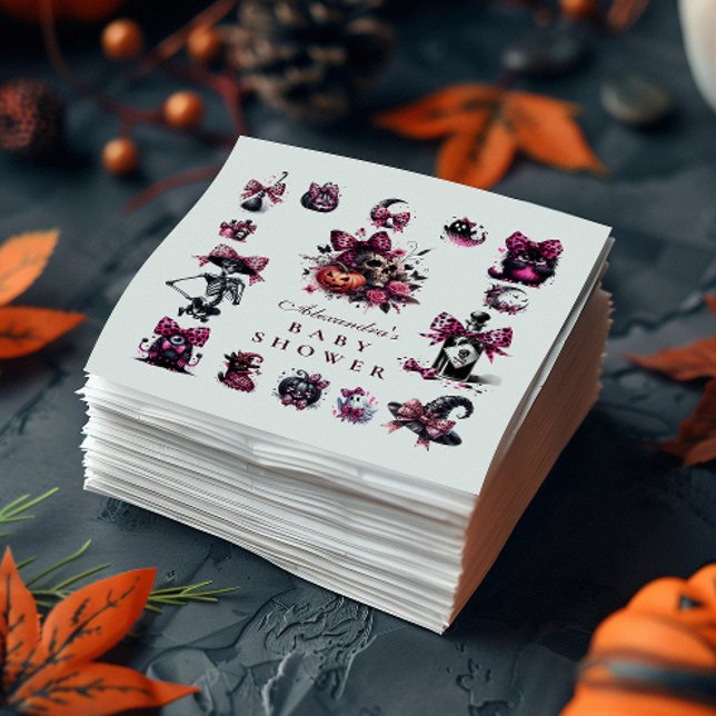 Serviette En Papier Baby shower d'Halloween gothique rose (Créateur téléchargé)