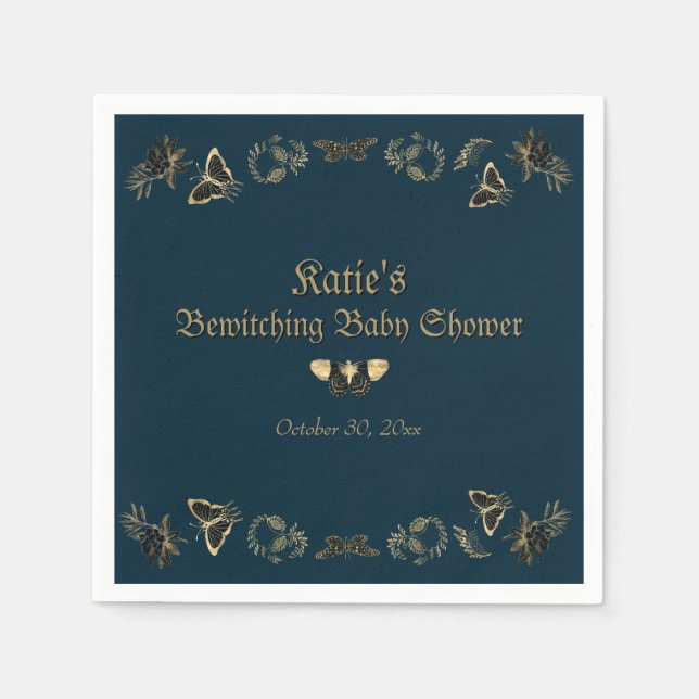 Serviette En Papier Baby shower d'Halloween gothique victorien sombre (Devant)