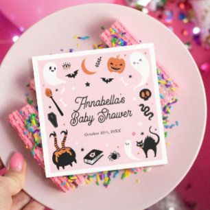 Serviette En Papier Baby shower d'Halloween rose pâle