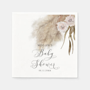 Serviette En Papier Baby shower d'herbe Pampas rose de Bohême