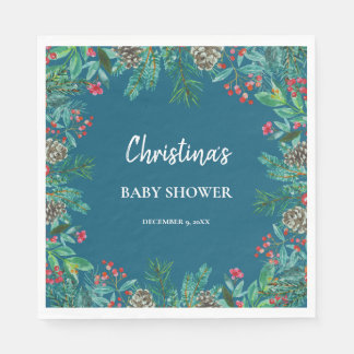 Serviette En Papier Baby shower d'hiver bleu