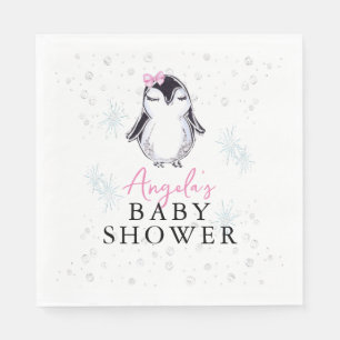 Serviette En Papier Baby shower d'hiver de Girl Penguin