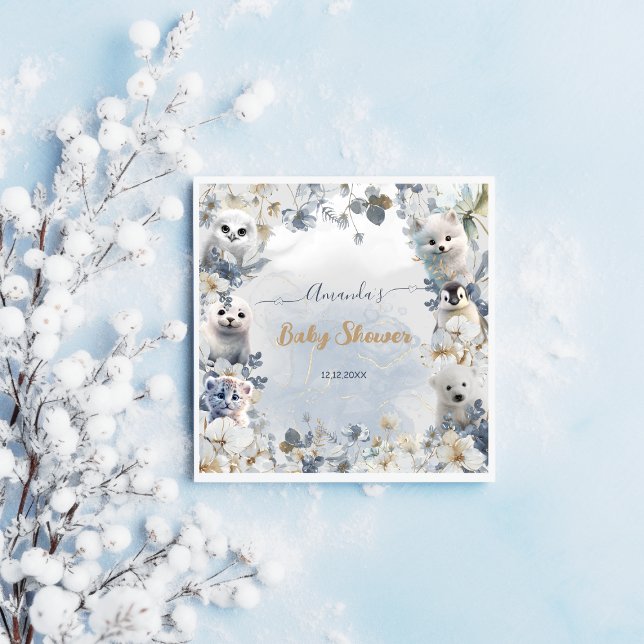 Serviette En Papier Baby shower d'hiver des animaux de l'Arctique (Créateur téléchargé)