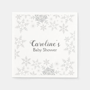 Serviette En Papier Baby shower d'hiver  gris Parties scintillant d'ar