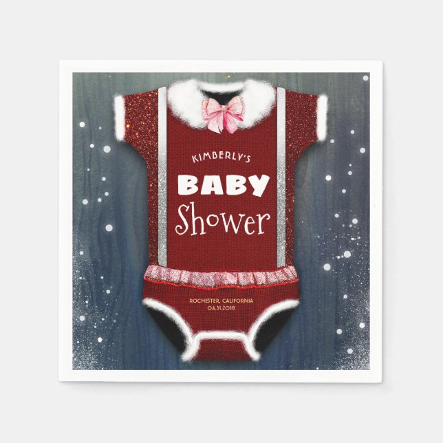 Serviette En Papier Baby shower d'hiver Little Père Noël (Devant)