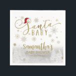 Serviette En Papier Baby shower d'hiver père Noël Baby Christmas<br><div class="desc">Calligraphie adorable avec des flocons de neige,  serviettes de baby shower à thème hivernal. Facile à personnaliser avec vos détails. Vérifiez la collection pour rechercher les éléments correspondants comme cartes de boîtier.</div>