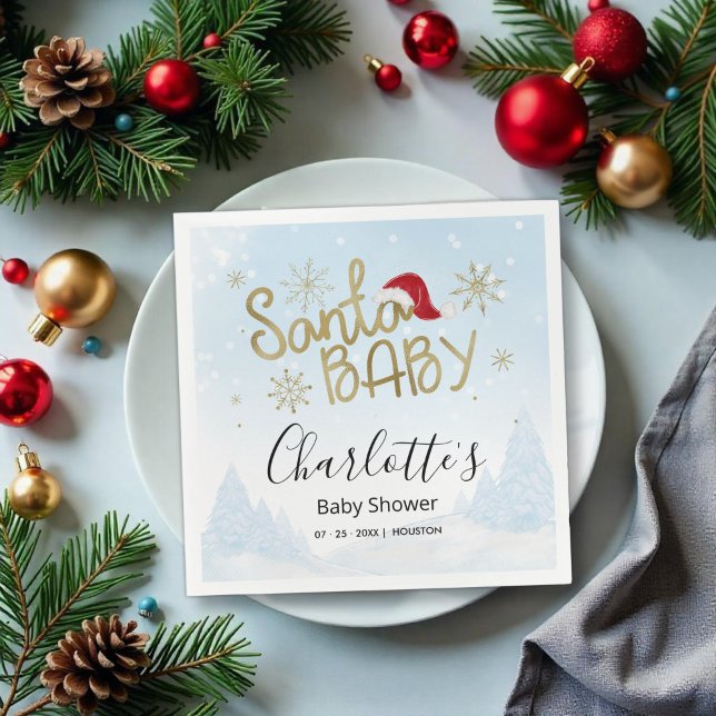Serviette En Papier Baby shower d'hiver père Noël Baby Christmas (Créateur téléchargé)