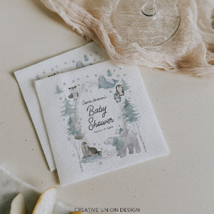 Serviette En Papier Baby shower d'hiver pour animaux de l'Arctique