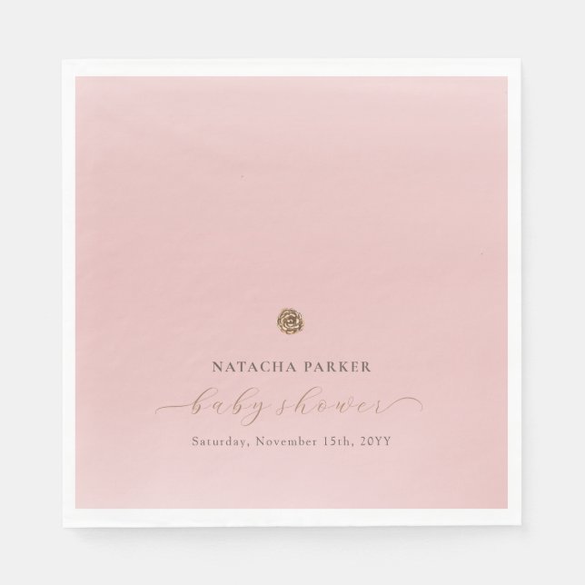 Serviette En Papier Baby shower d'hiver rose or Elegant fille (Devant)