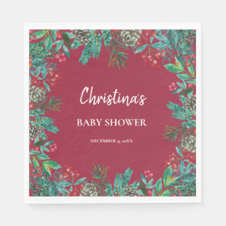 Serviette En Papier Baby shower d'hiver Rouge