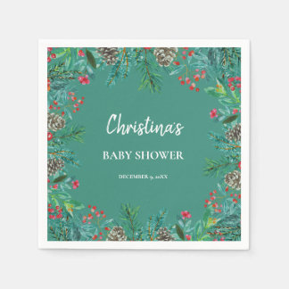 Serviette En Papier Baby shower d'hiver Vert