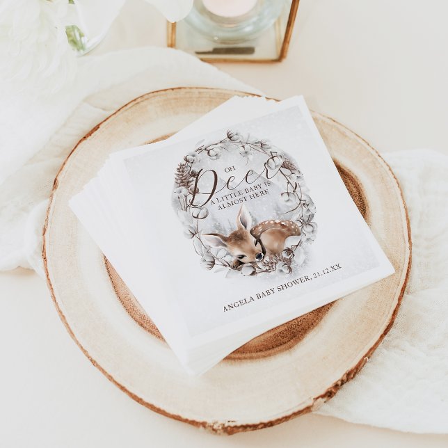Serviette En Papier Baby shower d'hiver Woodland Oh Deer (Créateur téléchargé)