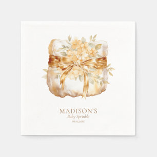 Serviette En Papier Baby shower d'illustration de la couche d'or beige