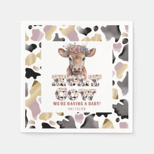 Serviette En Papier Baby shower d'impression de la vache rustique Holy