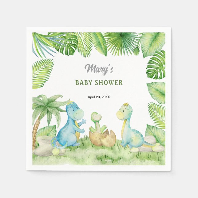 Serviette En Papier Baby shower Dinosaur (Devant)