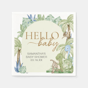 Serviette En Papier Baby shower Dinosaur verdoyant