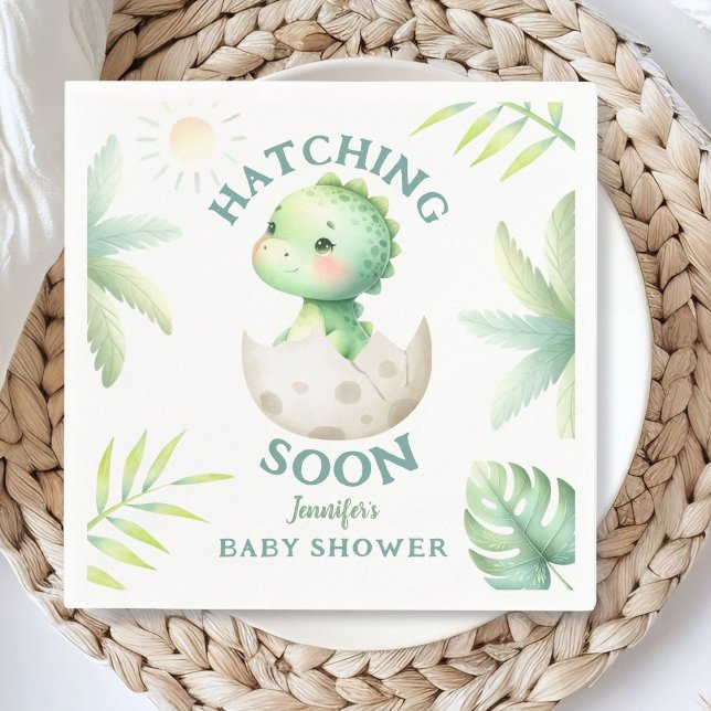 Serviette En Papier Baby shower Dinosaure Neutre Genre Cute Dino (Créateur téléchargé)