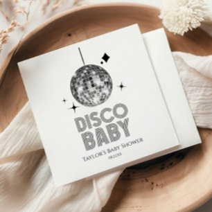 Serviette En Papier Baby shower Disco Ball 'Disco Baby' en argent