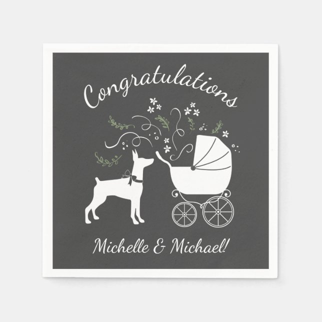 Serviette En Papier Baby shower Doberman Pinscher Chien (Devant)