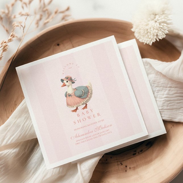Serviette En Papier Baby shower d'oie vintage rose (Créateur téléchargé)