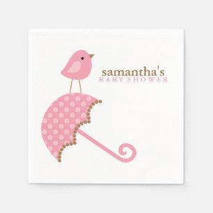 Serviette En Papier Baby shower d'Oiseaux-Parapluies roses