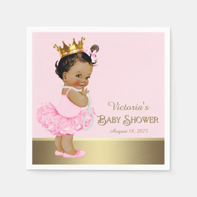 Serviette En Papier Baby shower d'or rose (Devant)