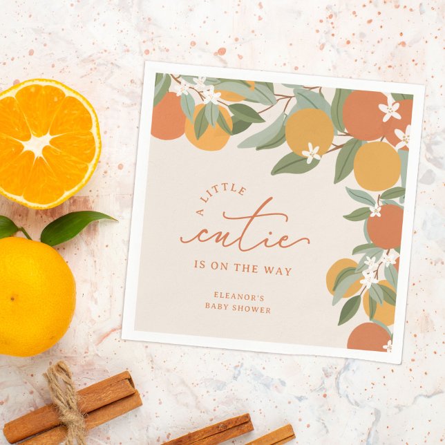 Serviette En Papier Baby shower d'Oranges de Citrus Little Cutie (a little cutie citrus orange baby shower napkins)