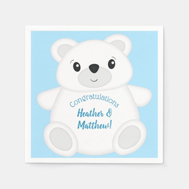 Serviette En Papier Baby shower d'ours bleu polaire (Devant)
