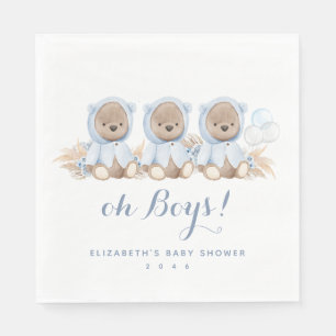 Serviette En Papier Baby shower d'ours en laiton bleu Pampas