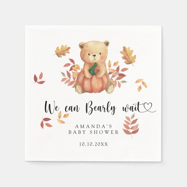 Serviette En Papier Baby shower d'ours en peluche automnale (Devant)