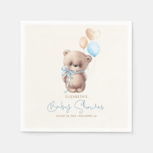 Serviette En Papier Baby shower d'ours en peluche bleu et Brown