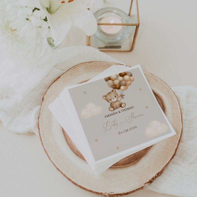 Serviette En Papier Baby shower d'ours en peluche neutre (Créateur téléchargé)