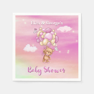Serviette En Papier Baby shower d'ours en peluche rose
