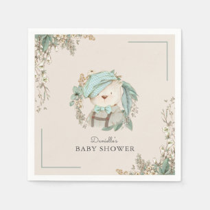 Serviette En Papier Baby shower d'ours en peluche vintage pour garçon