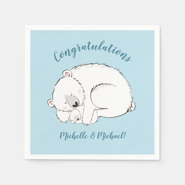 Serviette En Papier Baby shower d'ours polaire (Devant)