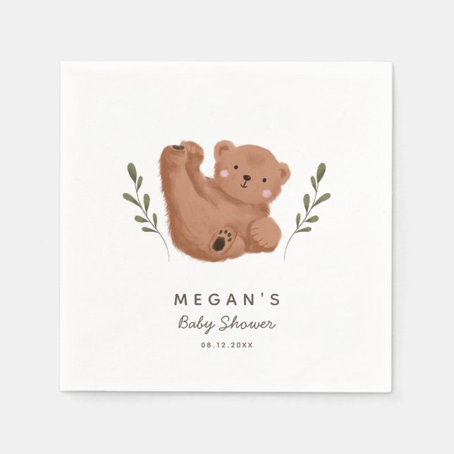 Serviette En Papier Baby shower d'ours rustique (Devant)