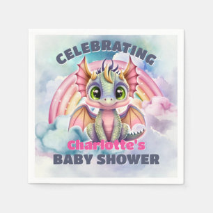 Serviette En Papier Baby shower Dragon Rose